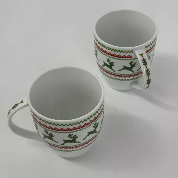 2 Studio Nova Winterland Reindeer China Coffee Mugs
