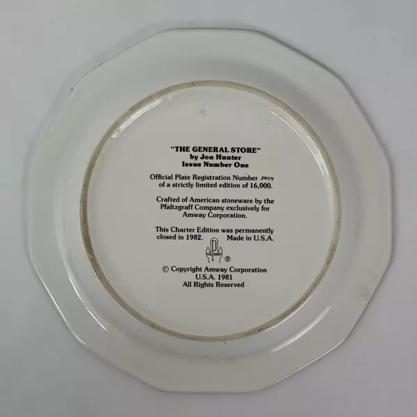1981 Amway Pfaltzgraff 10.5 Inch Plate The General Store Issue #1  Jon Hunter  