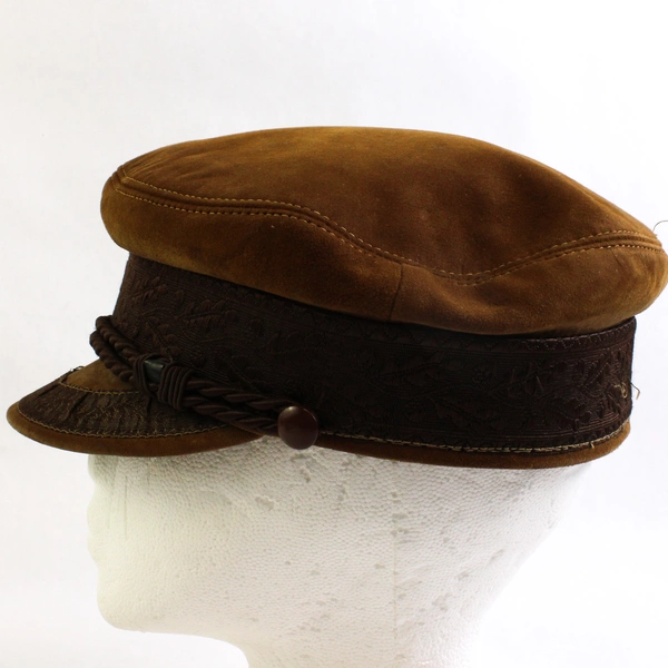 Vintage Echte Prinz Heinrich Mütze Brown Suede Cap One Size