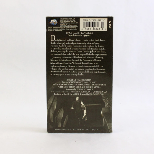 Vintage House of Frankenstein VHS Tape, 1992