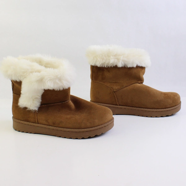 SO Kohl's Tan Faux Suede Boots Faux Fur Trim Women's Size 7 Med