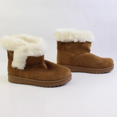 SO Kohl's Tan Faux Suede Boots Faux Fur Trim Women's Size 7 Med