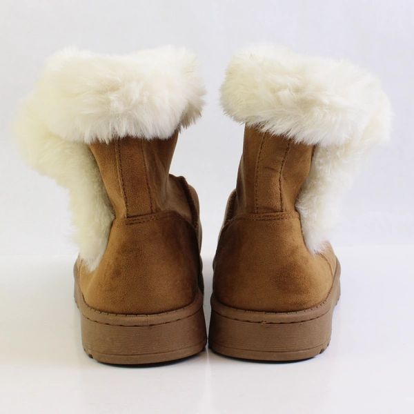 SO Kohl's Tan Faux Suede Boots Faux Fur Trim Women's Size 7 Med