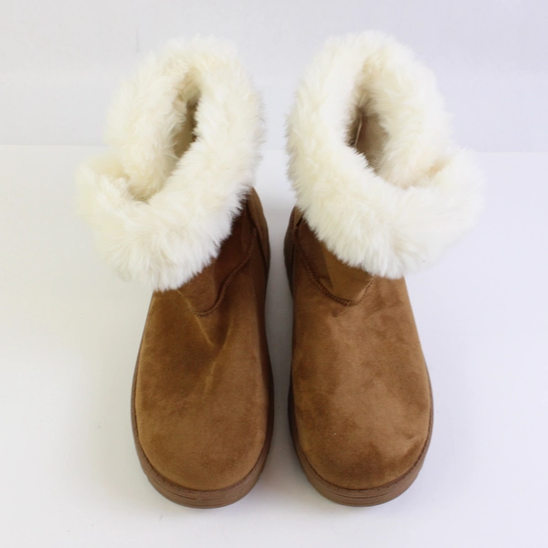 SO Kohl's Tan Faux Suede Boots Faux Fur Trim Women's Size 7 Med