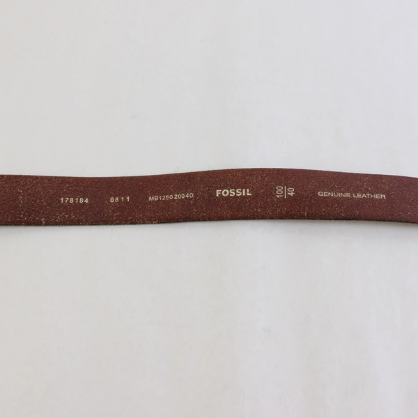 Fossil Brown Genuine Leather Belt Gunmetal Buckle Men's Size 100/40