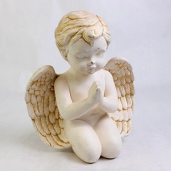 Import Plaza Cherub/Angel/Cupid White Ceramic Statue Kneeling Prayer 9.75" Tall