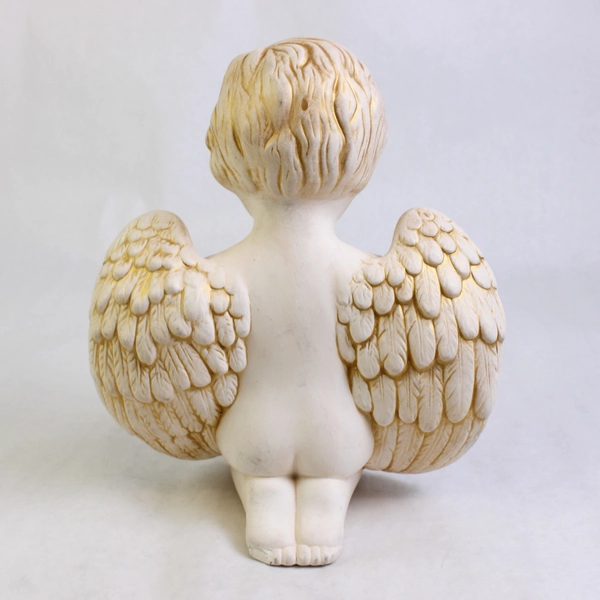 Import Plaza Cherub/Angel/Cupid White Ceramic Statue Kneeling Prayer 9.75" Tall