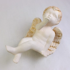 Import Plaza Cherub/Angel/Cupid White Ceramic Statue Blowing Kisses 11.75" Tall