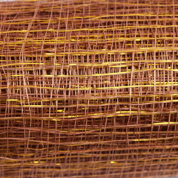 2 Rolls Brown and Beige Lurex Sinamay Fabric/Ribbon Partially Used