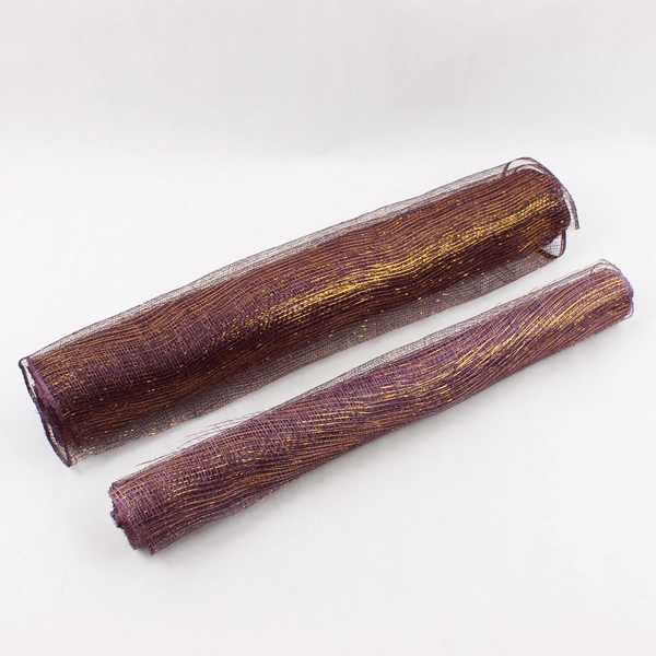 2 Rolls Purple Lurex Sinamay Fabric/Ribbon Partially Used