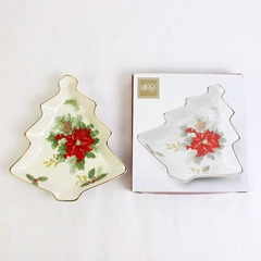Mikasa Holiday Bloom Christmas Tree Candy Dish 8"