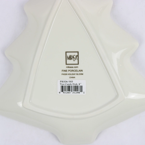 Mikasa Holiday Bloom Christmas Tree Candy Dish 8"
