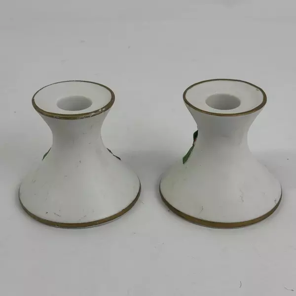 2 Vintage 1966 Lefton Holly and Berry Pattern Taper Candle Holders