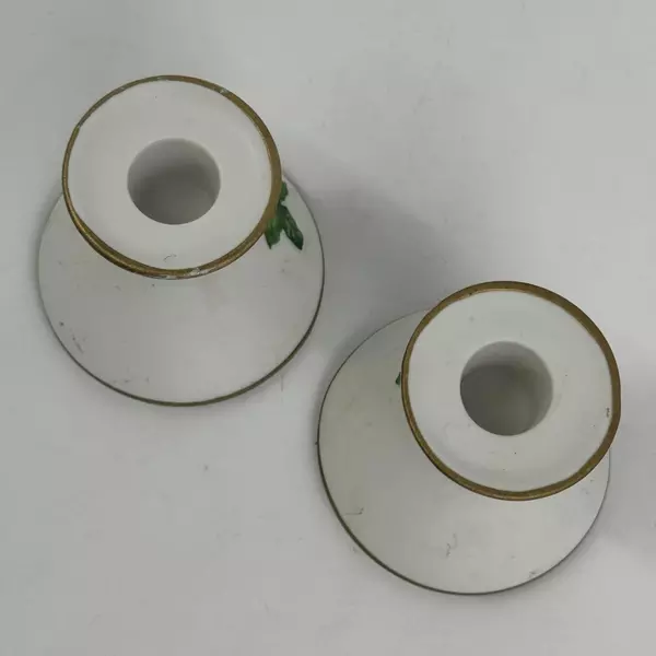 2 Vintage 1966 Lefton Holly and Berry Pattern Taper Candle Holders