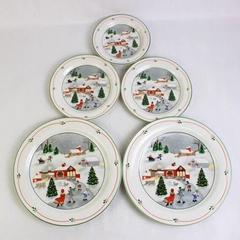 Lot Of 5 Sango Silent Night Pattern Dinner 2 Salad Saucer Tiered Dinner Plate