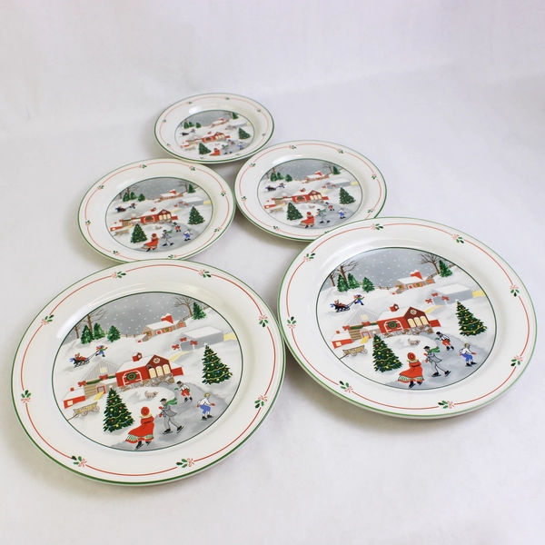 Lot Of 5 Sango Silent Night Pattern Dinner 2 Salad Saucer Tiered Dinner Plate