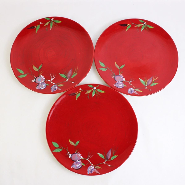 Set of 3 Tracy Porter Jolly Ol' Snowy Plums & Holly Dinner Plates 11"