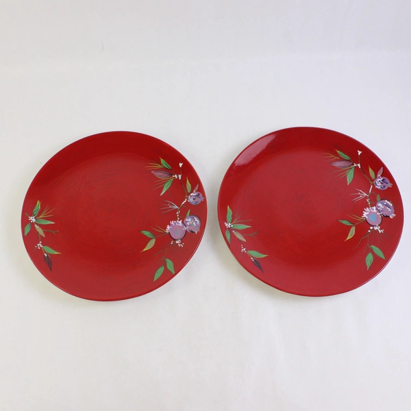 Set of 2 Tracy Porter Jolly Ol' Snowy Plums & Holly Dinner Plates 11"
