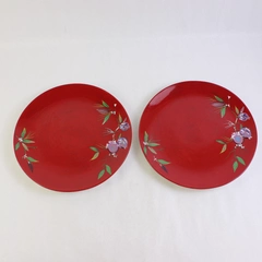 Set of 2 Tracy Porter Jolly Ol' Snowy Plums & Holly Dinner Plates 11"