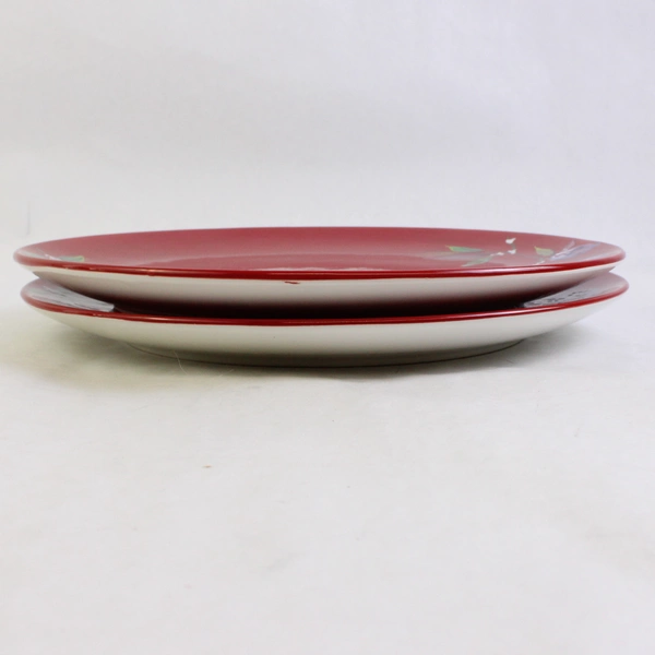 Set of 2 Tracy Porter Jolly Ol' Snowy Plums & Holly Dinner Plates 11"