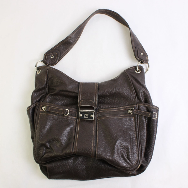 Rosetti Dark Brown Faux Leather Shoulder Bag Purse Flawed