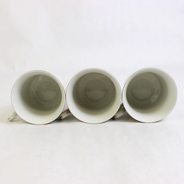 Lot Of 3 Sango Noel 1990 Christmas Pattern Footed Cups Gold Trim 8.5" Tall