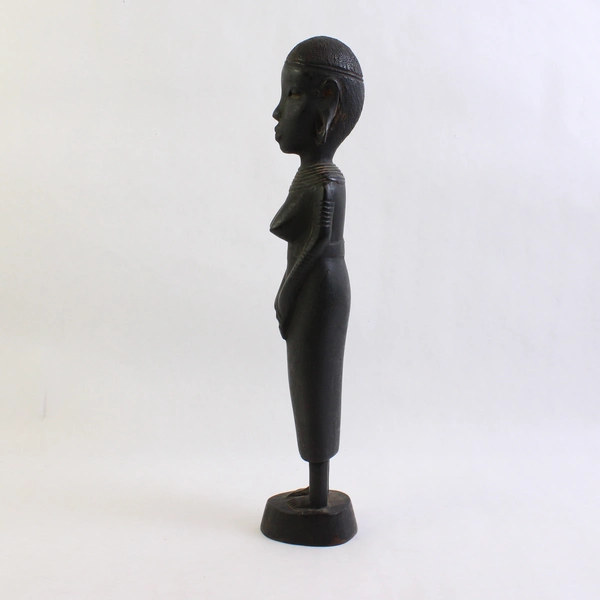 Hand-Carved Tribal African-Style Woman Wooden Sculpture 12.5"
