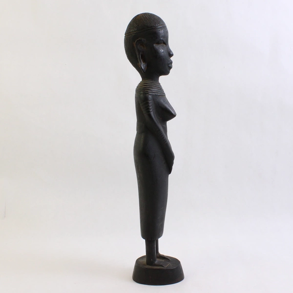 Hand-Carved Tribal African-Style Woman Wooden Sculpture 12.5"