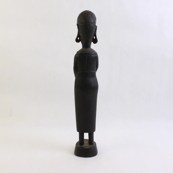 Hand-Carved Tribal African-Style Woman Wooden Sculpture 12.5"