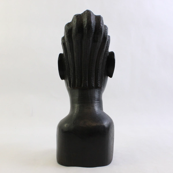 Hand-Carved Tribal African-Style Bust Wooden Sculpture 10"