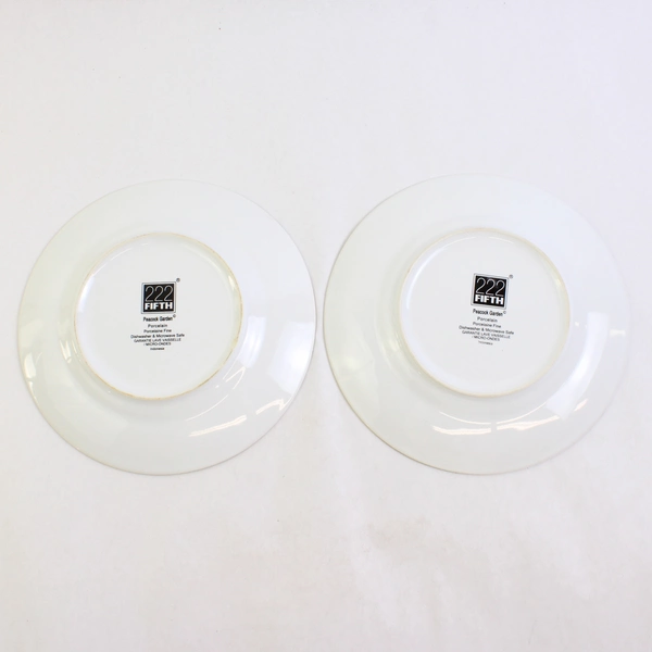 Set of 2 222 Fifth Peacock Garden Porcelain Salad Plates 8.5"
