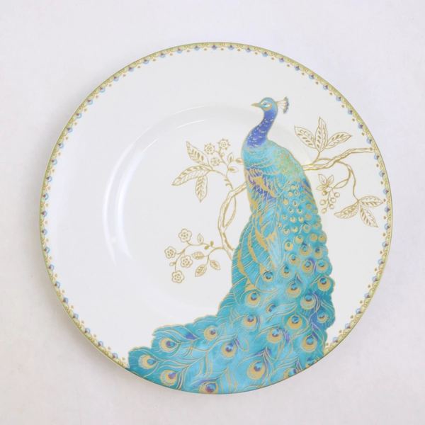 Set of 2 222 Fifth Peacock Garden Porcelain Salad Plates 8.5"