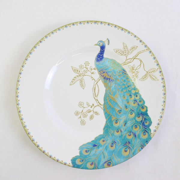 Set of 2 222 Fifth Peacock Garden Porcelain Salad Plates 8.5"