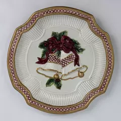 Vintage Fitz & Floyd Essentials Holiday Bells Canape Plate 8.75 Inch Retired