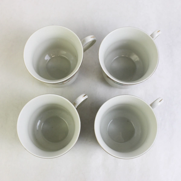 Lot Of 4 Sango Noel 1990 Christmas Pattern Footed Cups Gold Trim 8.5" Tall