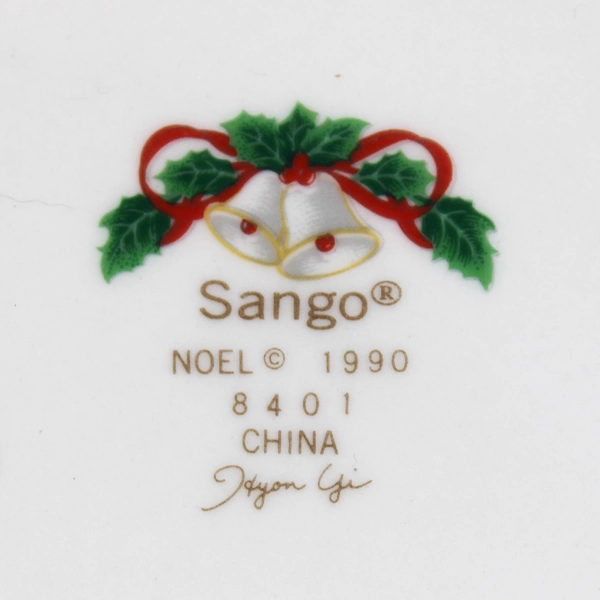 Lot Of 3 Sango Noel 1990 Christmas Pattern Dinner Plates Gold Trim 10.75" Dia