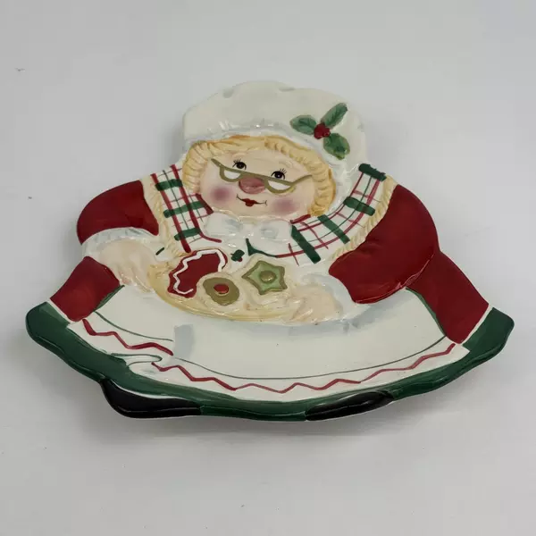 Fitz and Floyd Gift Gallery Plaid Christmas Mrs. Clause Plate