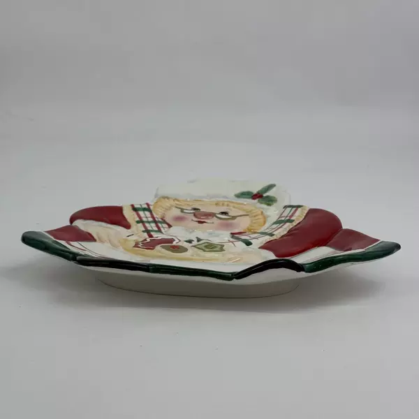 Fitz and Floyd Gift Gallery Plaid Christmas Mrs. Clause Plate