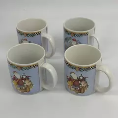 Set of Four 2001 Sakura Debbie Mumm Woodland Santa Coffee Mugs
