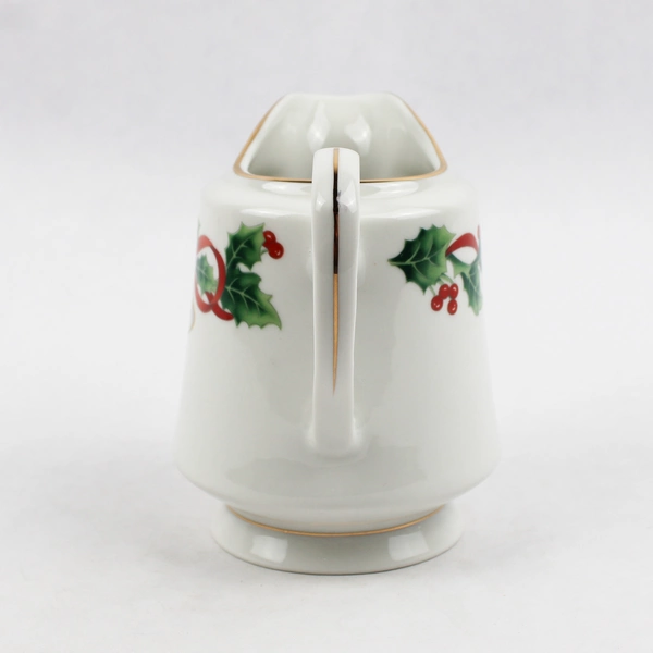Sango Noel 1990 Christmas Pattern Creamer Gold Trim 4.5" Tall