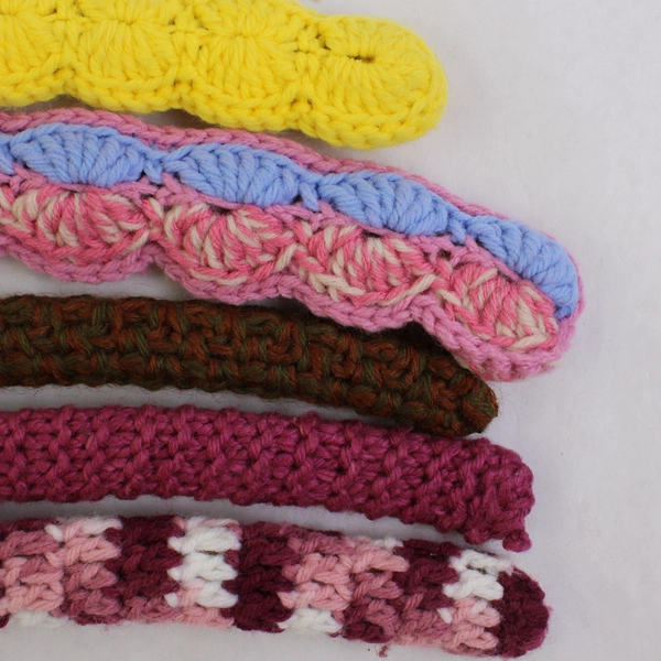 Lot of 5 Hand-Crocheted Clothes Hangers Various Colors
