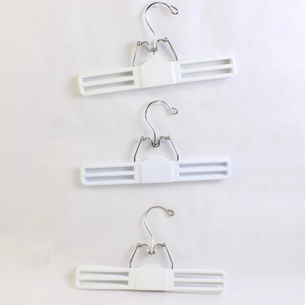 Lot of 5 Plastic Clamp Clothes Hangers White and Blue