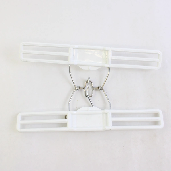 Lot of 5 Plastic Clamp Clothes Hangers White and Blue