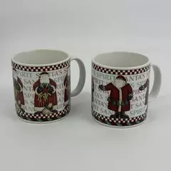 Set of Two 2001 Sakura Debbie Mumm Santa's Spirit Coffee Mugs