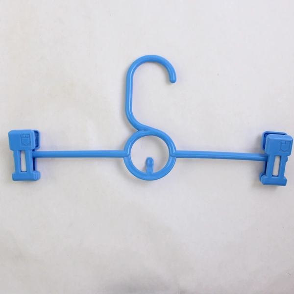 Lot of 5 Blue Plastic Clothes Hangers With Clips