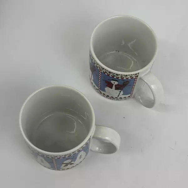 Set of Two Sakura Debbie Mumm Snowman Coffee Mugs