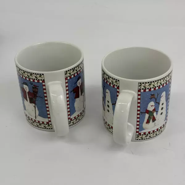 Set of Two Sakura Debbie Mumm Snowman Coffee Mugs