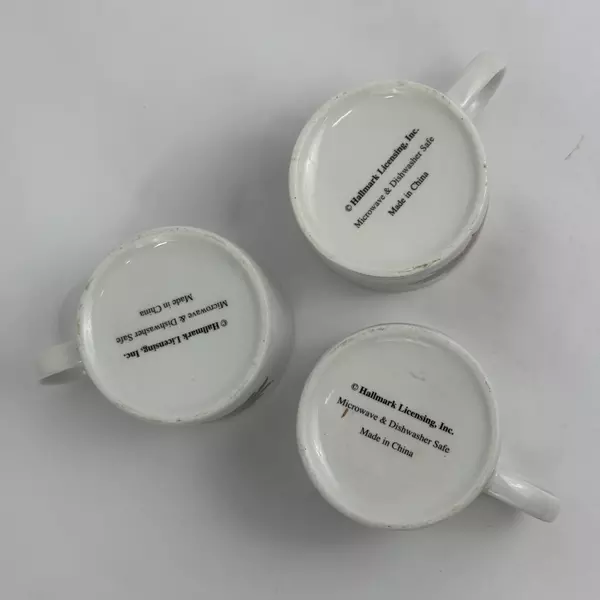 Set Of 3 Hallmark Poinsettia Christmas Coffee Mugs