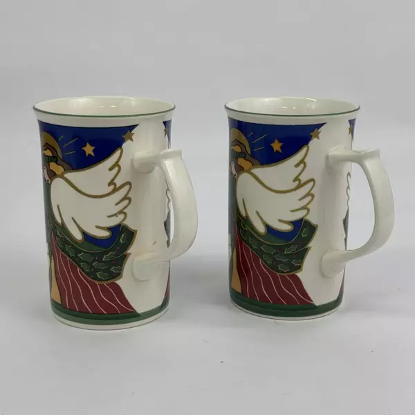 Set of 2 Mikasa Rejoice Holiday Coffee Tea Cocoa Mugs with Angels