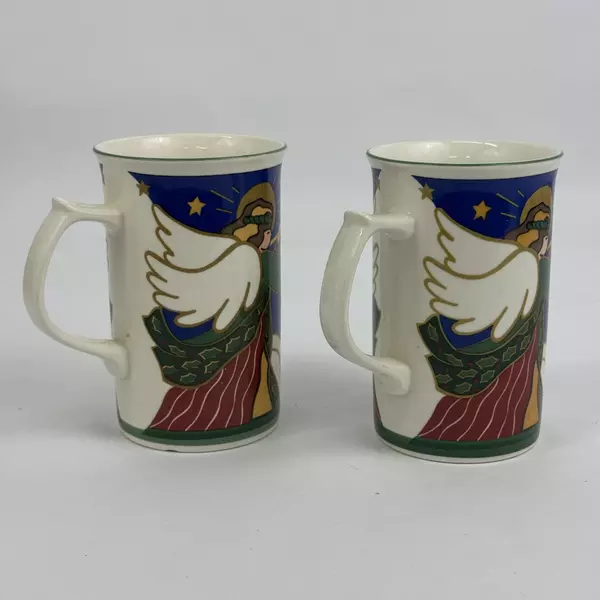 Set of 2 Mikasa Rejoice Holiday Coffee Tea Cocoa Mugs with Angels
